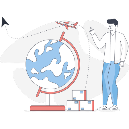 Männer diskutieren über internationale Lieferung  Illustration