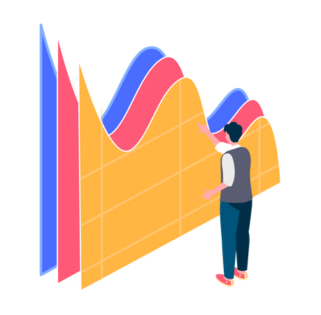 Mann präsentiert Analytik  Illustration