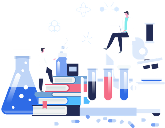 Männliche Ärzte betreiben medizinische Forschung  Illustration