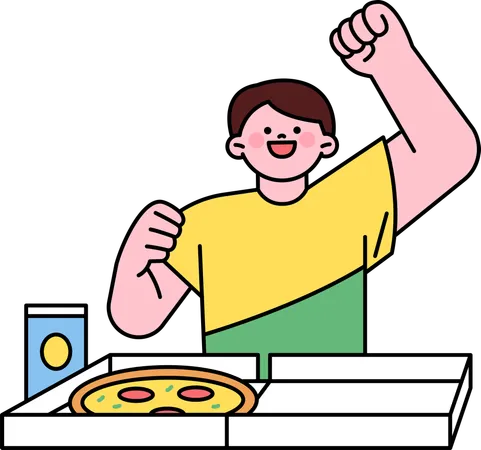 Männliche Fans essen Pizza  Illustration