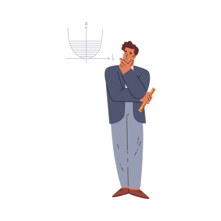 Männliche Figur denkt über schwieriges mathematisches Problem nach  Illustration