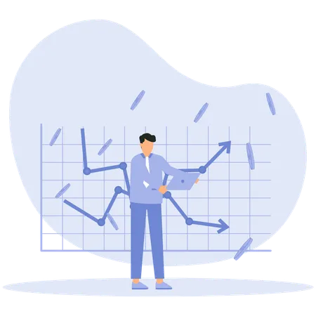 Profitorientierte männliche Investoren und Angestellte investieren  Illustration