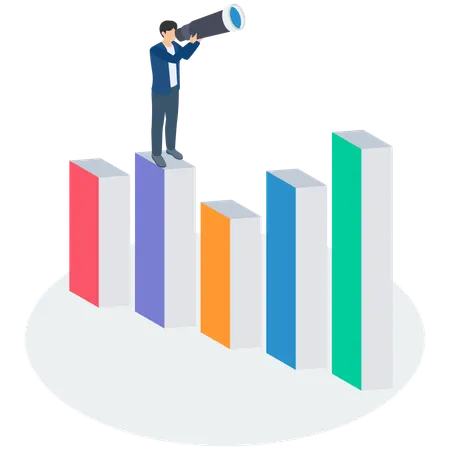 Männliche Investoren schauen durch ein Fernglas  Illustration