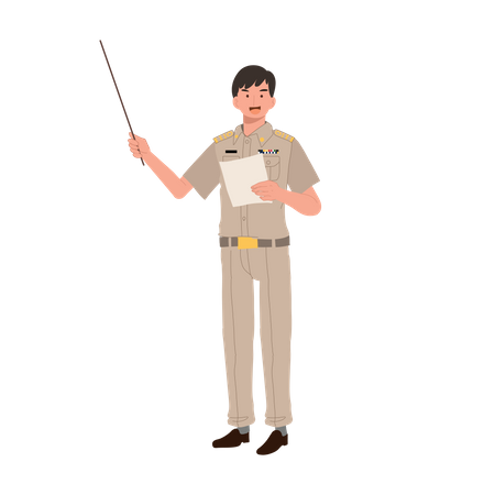 Männliche thailändische Regierungsbeamte in Uniform  Illustration