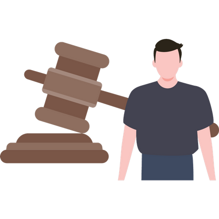 Männlicher Anwalt wartet auf einen Gerichtsbeschluss  Illustration
