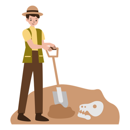 Männlicher Archäologe bei archäologischen Forschungen  Illustration
