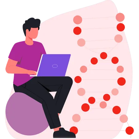 Männlicher Arzt analysiert menschliche DNA  Illustration