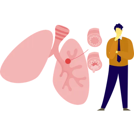 Männlicher Arzt denkt über Asthma nach  Illustration