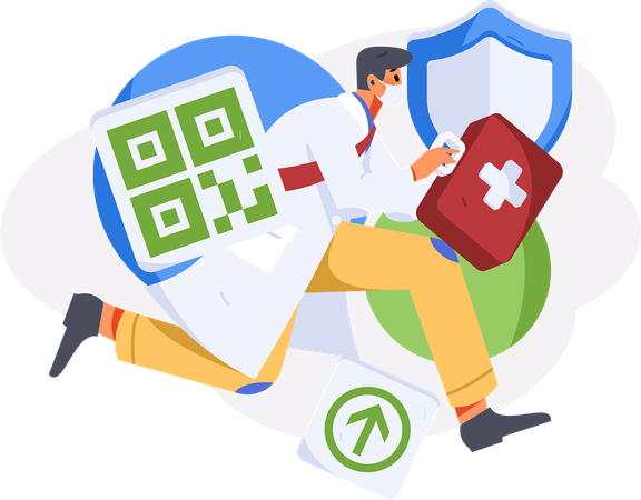Männlicher Arzt rennt zum medizinischen Notfall  Illustration