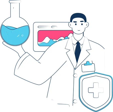 Männlicher Arzt zeigt Krankenversicherung  Illustration