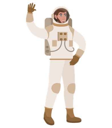 Männlicher Astronaut sagt Hallo  Illustration