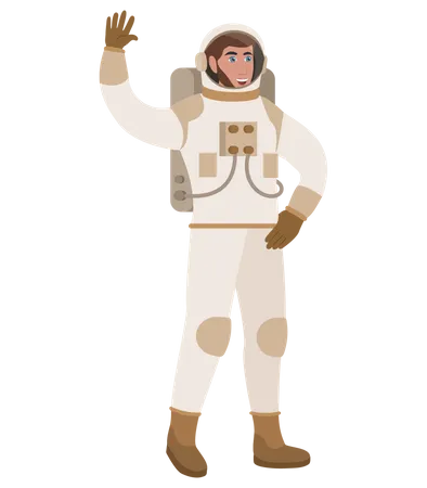 Männlicher Astronaut sagt Hallo  Illustration