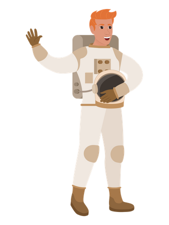 Männlicher Astronaut sagt Hallo  Illustration