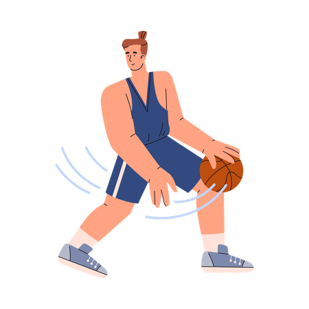 Männlicher Basketballspieler in Uniform mit Ball  Illustration