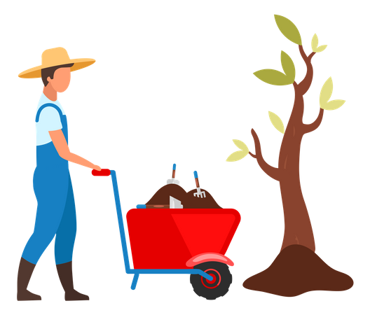 Männlicher Bauer bei der Gartenarbeit  Illustration