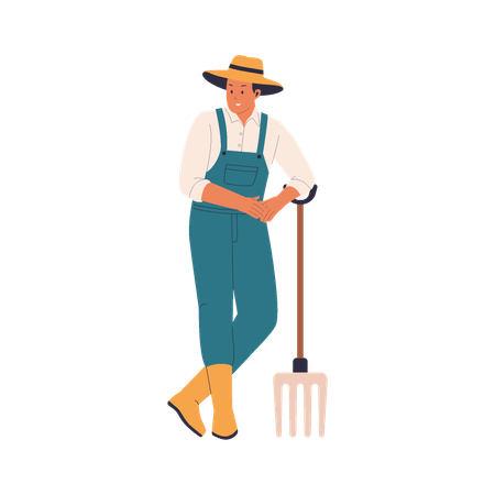 Bauer mit Mistgabel  Illustration