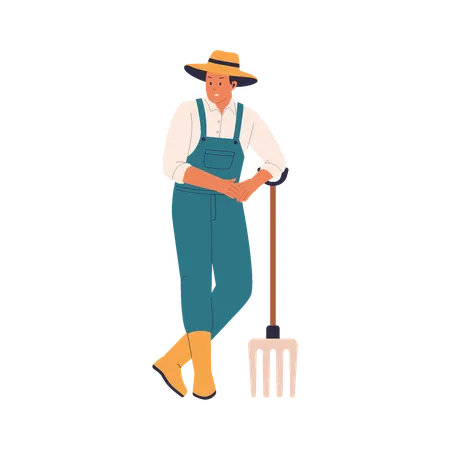 Bauer mit Mistgabel  Illustration