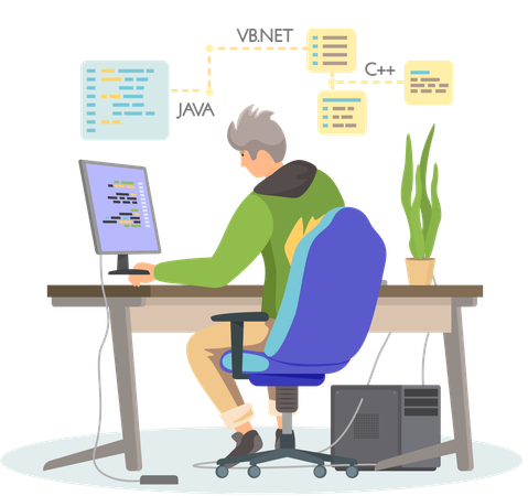 Männlicher Designer arbeitet an Webdesign  Illustration