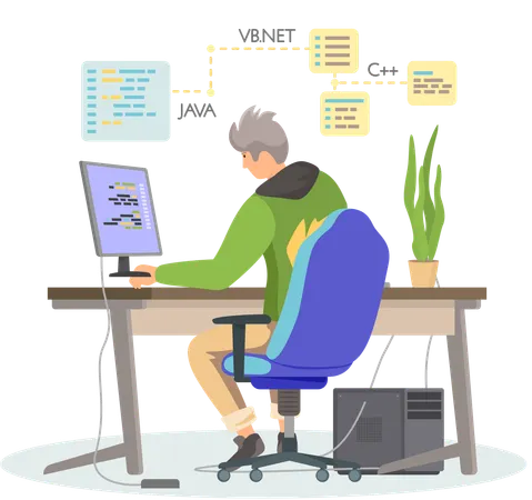 Männlicher Designer arbeitet an Webdesign  Illustration