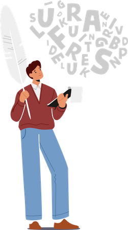 Männlicher Dichter verfasst Gedicht  Illustration
