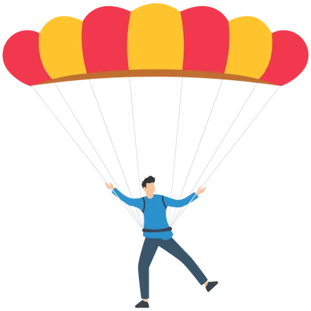 Männlicher Fallschirmspringer mit Fallschirm  Illustration