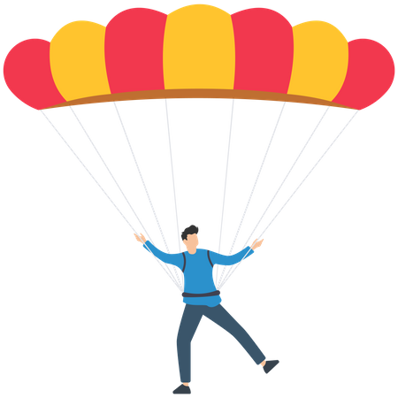Männlicher Fallschirmspringer mit Fallschirm  Illustration