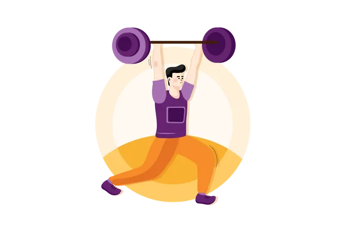 Männlicher Gewichtheber beim Gewichtheben  Illustration