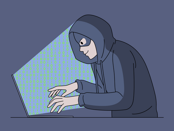 Männlicher Hacker hackt System  Illustration