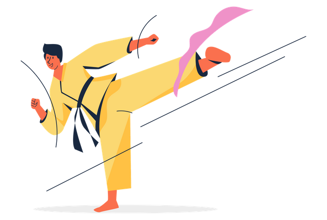 Männlicher Judospieler tritt  Illustration