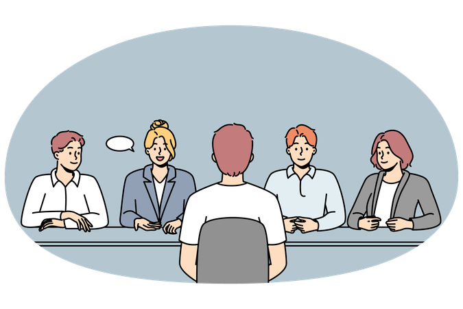 Männlicher Bewerber beim Vorstellungsgespräch im Büro  Illustration