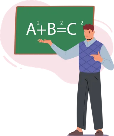 Männlicher Lehrer erklärt Schülern Mathematik  Illustration