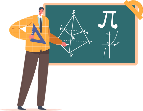 Männlicher Lehrer unterrichtet Mathematik  Illustration