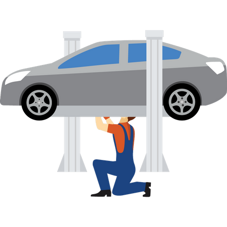Männlicher Mechaniker repariert Auto  Illustration