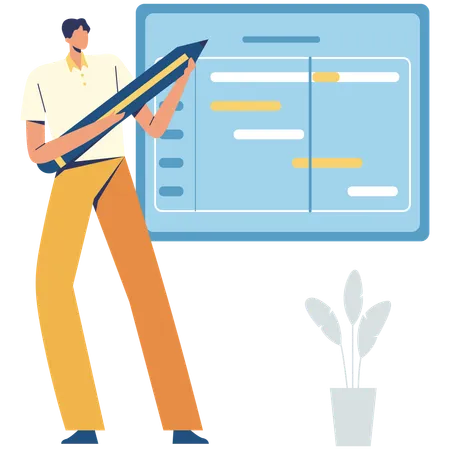 Männlicher Mitarbeiter bei der Aufgabenplanung  Illustration