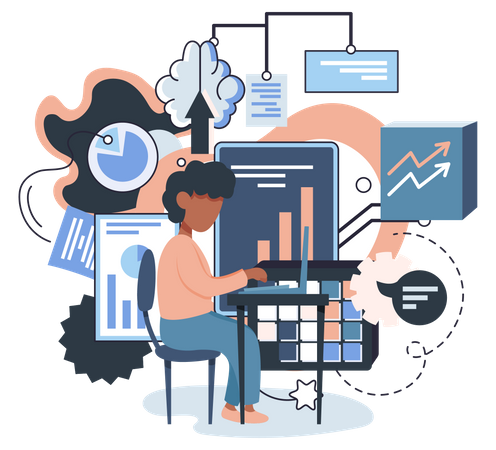 Männlicher Mitarbeiter bei der Analyse  Illustration