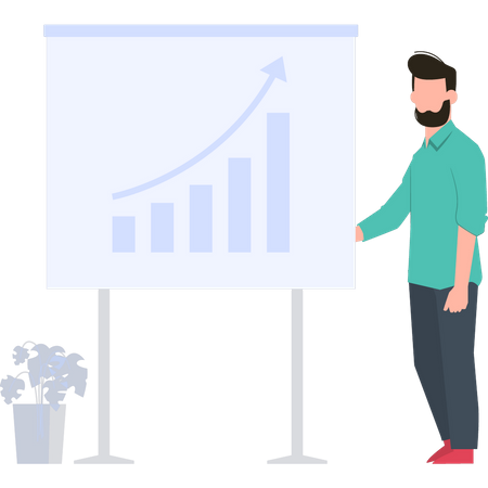 Männlicher Mitarbeiter präsentiert Datenanalyse  Illustration