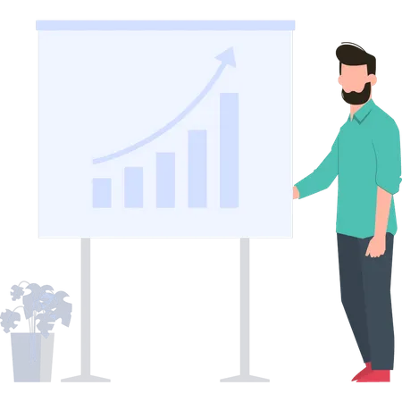 Männlicher Mitarbeiter präsentiert Datenanalyse  Illustration