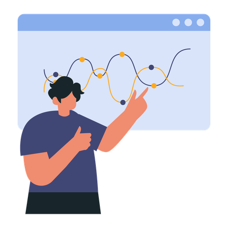 Männlicher Mitarbeiter präsentiert Datenanalyse  Illustration