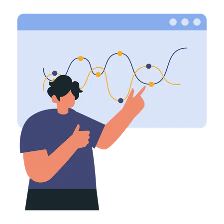 Männlicher Mitarbeiter präsentiert Datenanalyse  Illustration