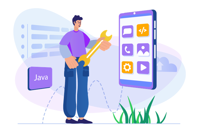 Männlicher mobiler Java-Entwickler  Illustration