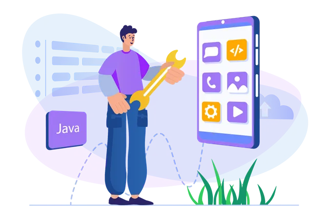 Männlicher mobiler Java-Entwickler  Illustration