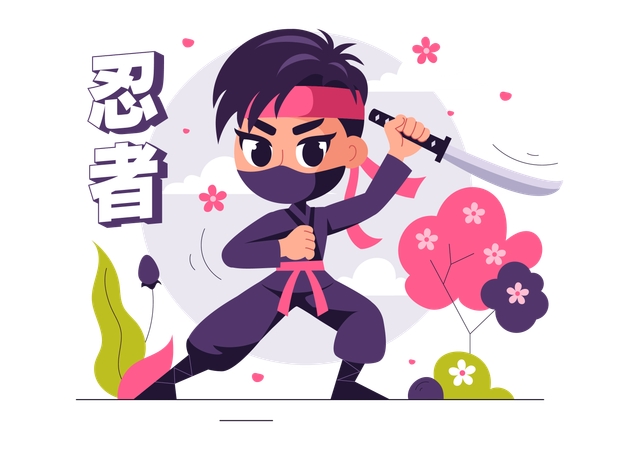 Männlicher Ninja mit Katana  Illustration