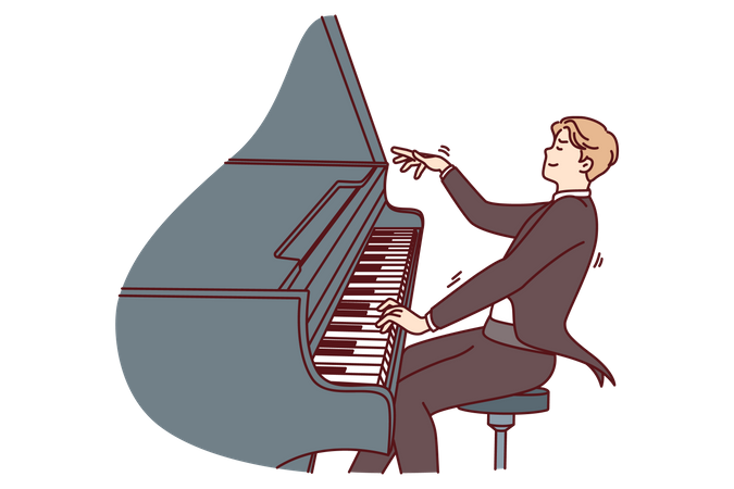 Männlicher Pianist spielt Klavier  Illustration