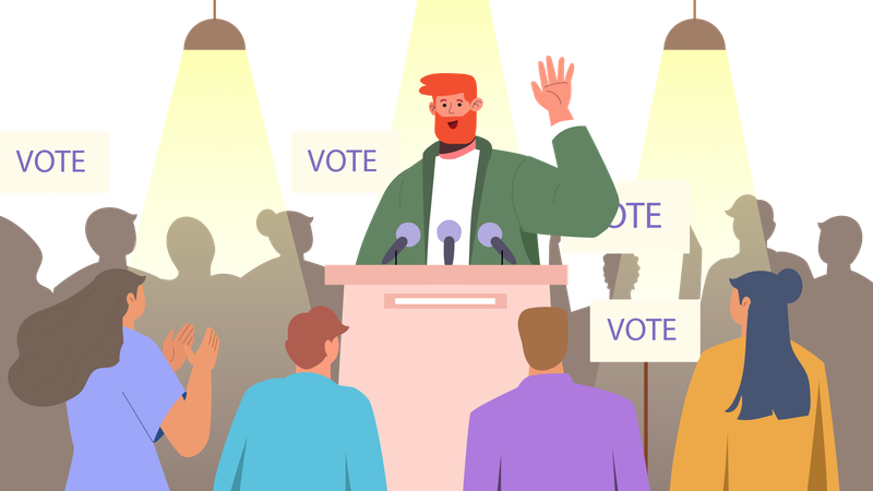 Männlicher Politiker hält Wahlrede  Illustration