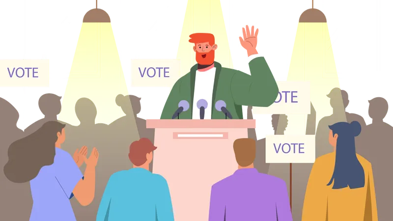 Männlicher Politiker hält Wahlrede  Illustration