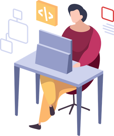 Männlicher Programmierer arbeitet an Code  Illustration