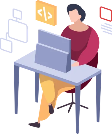 Männlicher Programmierer arbeitet an Code  Illustration