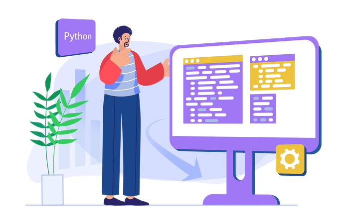 Männlicher Python-Entwickler  Illustration