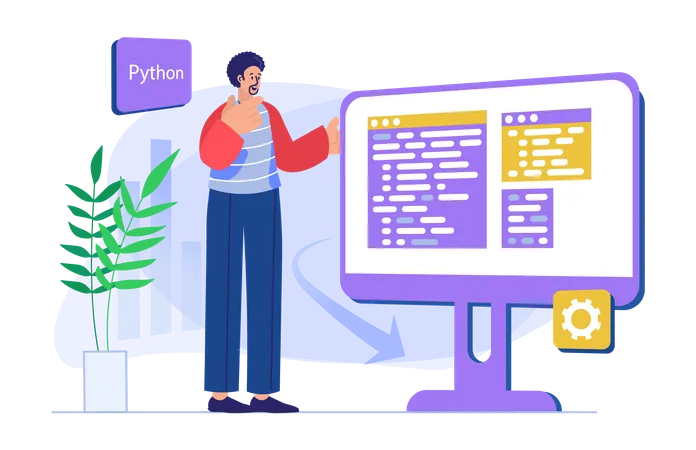 Männlicher Python-Entwickler  Illustration