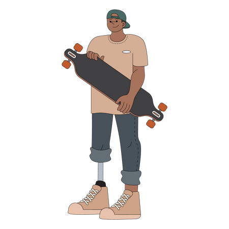 Männlicher Skateboarder mit Beinprothese  Illustration